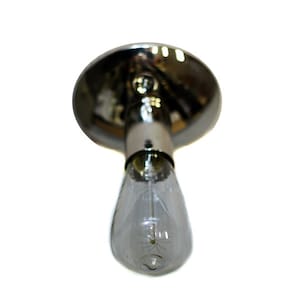 All Chrome Simply Modern and Elegant Edison Bare Bulb Wall Sconce / Ceiling Flush Mount Light