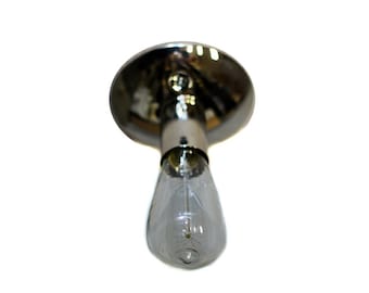 All Chrome Simply Modern and Elegant Edison Bare Bulb Wall Sconce / Ceiling Flush Mount Light