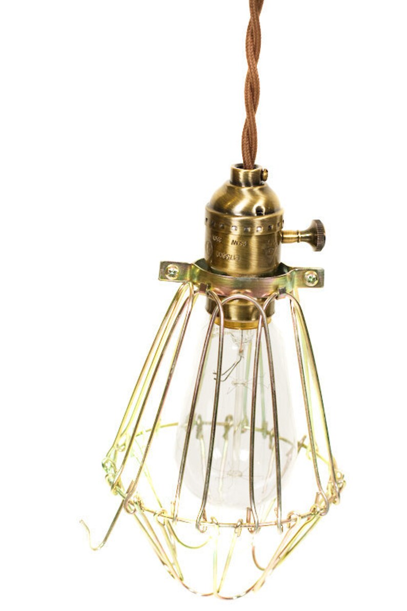 Vintage Industrial Cage Light Economy Minimalist Bare Bulb Pendant Light image 3