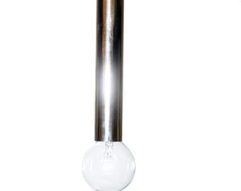 Pendente de cilindro moderno - luminária de teto minimalista - luminária de base de candelabro exposta - vários comprimentos e latão ou cromo