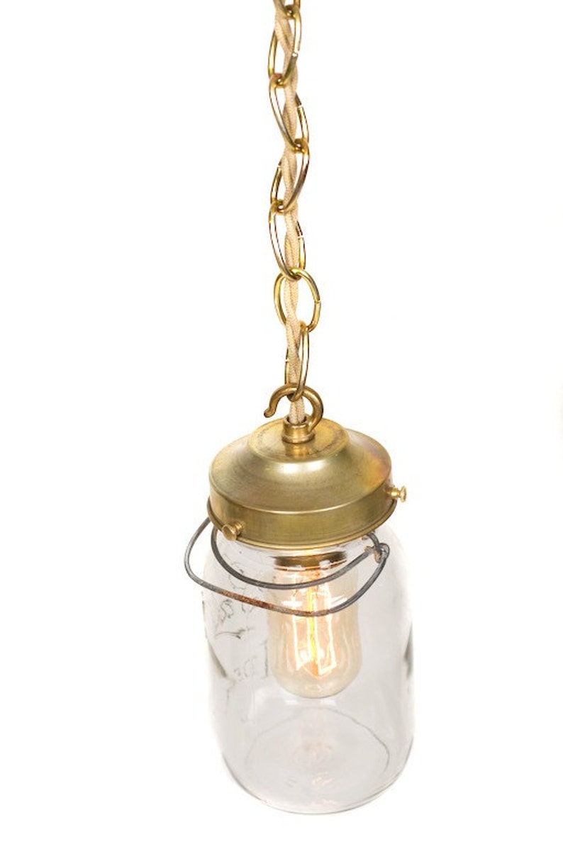 Vintage Simply Modern Ideal Canning Mason Jar Chain Pendant Light image 3