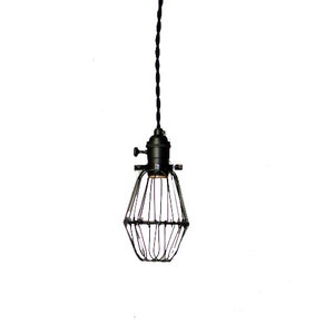 Blackout Simply Modern bare bulb caged Edison pendant light in All BLACK