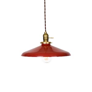Lampada a sospensione Edison in porcellana smaltata rossa lucida industriale da 12&quot; (ottone antico o cromo)