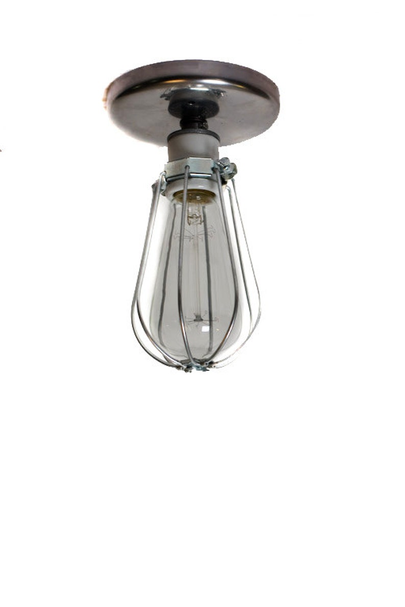 Industrial Bare Bulb Caged Light Ceiling Flush Mount / Wall Sconce image 3