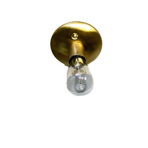 All Brass Simply Modern and Elegant Edison Bare Exposed Bulb Wall Sconce / Ceiling Flush Mount Light image 2