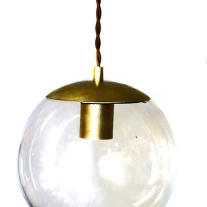 Mid Century Modern 8&quot; Glass Globe Pendant Light Fixture - Vintage Modern - Clear or white Glass globe