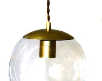 Mid Century Modern 8" Glass Globe Pendant Light Fixture - Vintage Modern - Clear or white Glass globe