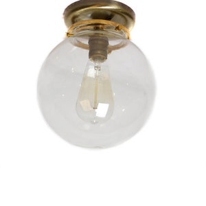 Flush Mount Brass 8 Glass Globe Edison Light image 3