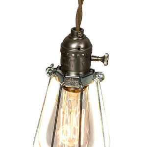 Vintage Industrial Silver Minimalist Bare Bulb Pendant Light - Economy Style