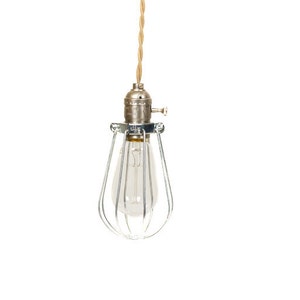 Vintage Industrial Caged - Silver Minimalist Bare Bulb Pendant Light