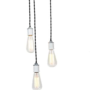 Modern Industrial Porcelain Socket  3 Light Chandelier