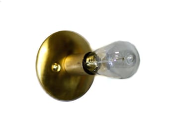 All Brass Simply Modern and Elegant Edison Bare Exposed Bulb Wall Sconce / Ceiling Flush Mount Light