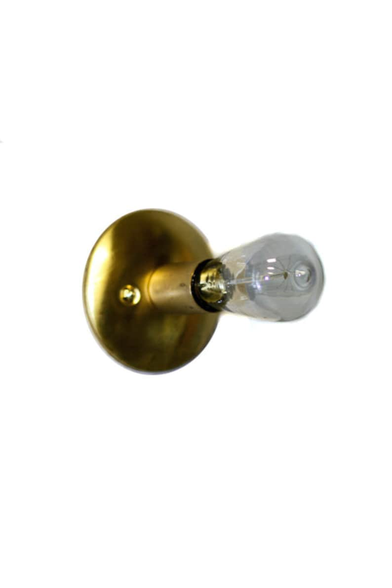 All Brass Simply Modern and Elegant Edison Bare Exposed Bulb Wall Sconce / Ceiling Flush Mount Light image 1