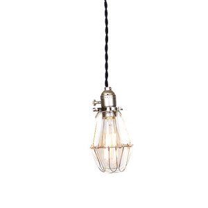 Vintage Industrial Silver Cage Light - Economy Minimalist Bare Bulb Pendant Light