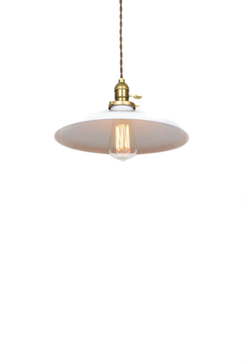 antique brass or chrome Industrial Gloss White 12 Porcelain Enamel Shade Edison Pendant Light