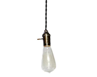 Simply Modern bare bulb turnkey socket pendant in shiny gunmetal