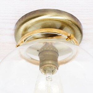 Flush Mount Brass 8 Glass Globe Edison Light image 2