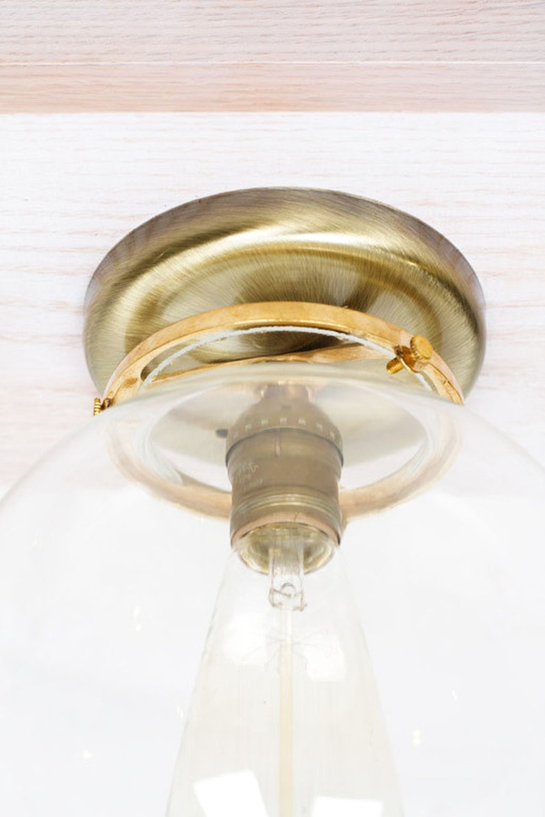 Flush Mount Brass 8 Glass Globe Edison Light image 2