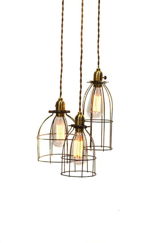 Industrial Cage Work Light Chandelier Industrial Cage Work Light Chandelier