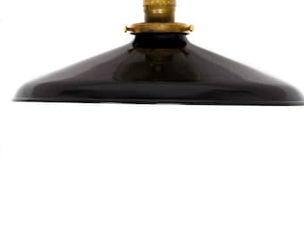 Industrial Gloss Black 12" Porcelain Enamel Shade Edison Flush Mount Light ( antique brass or chrome )