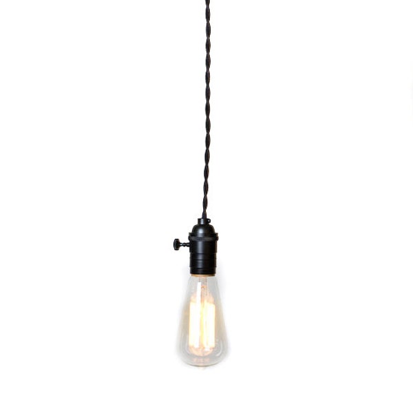 Simply Modern Bare Bulb Black Socket Pendant Light