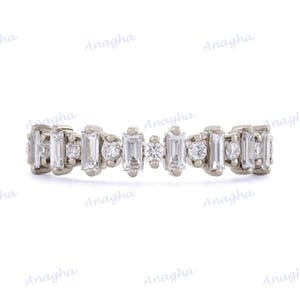 Baguette and Round Diamond Band – 14k Yellow Gold Wedding Ring ...