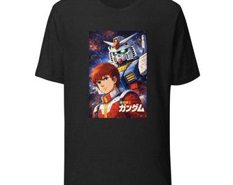 Gundam & Pilot T-shirt – Space Anime Illustration – Vintage Style