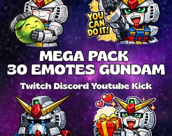 Mega Pack 30 GUNDAM Emotes - Twitch Discord Youtube Kick