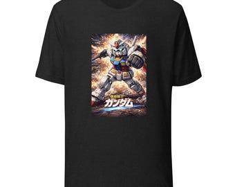 Gundam Action Explosion T-shirt – Dynamic Mecha Design – Unisex Anime Streetwear