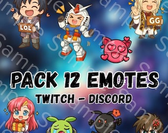 Emotes Mega Pack - 12 Emotes - Gundam Gunpla Haro - Twitch Kick Discord