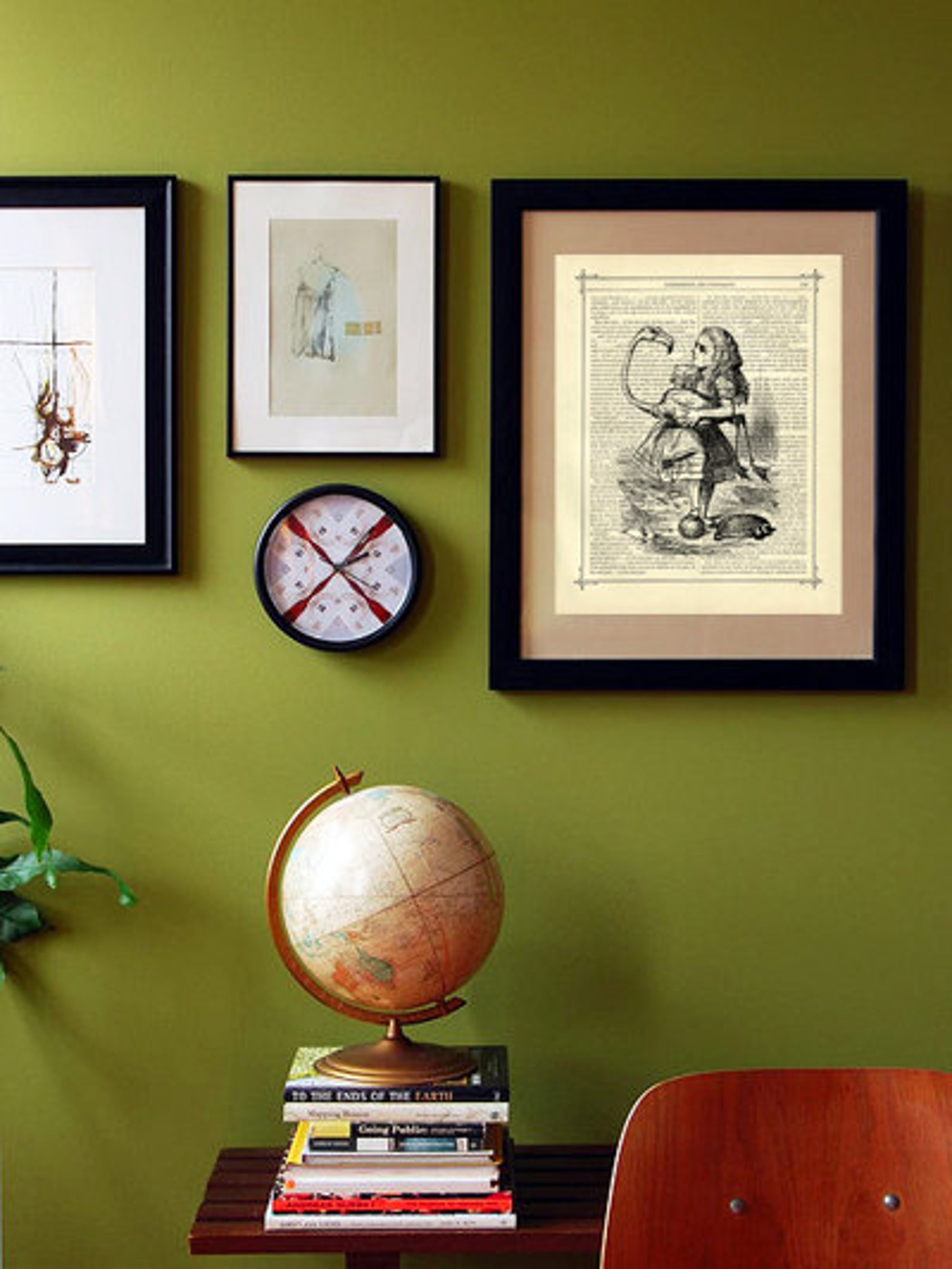 Alice in Wonderland Dictionary Art Flamingo Croquet B&w Etsy