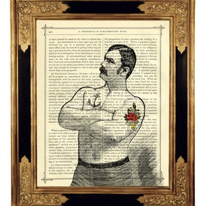 Strongman Tattoo Poster Print Gentleman Boxer Wrestler Bartitsu Baritsu - Steampunk Vintage Victorian Book Page Art Print