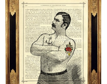 Strongman Tattoo Poster Print Gentleman Boxer Wrestler Bartitsu Baritsu - Steampunk Vintage Victorian Book Page Art Print