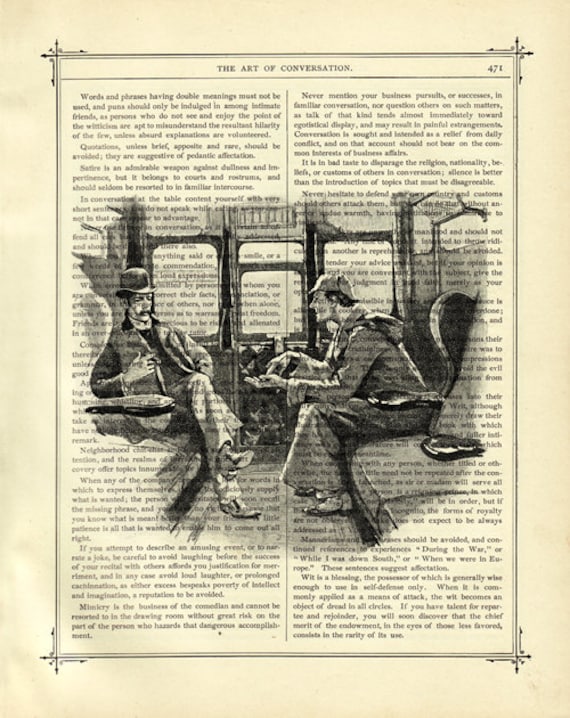 Sherlock Holmes & Dr John Watson Train Dark Academia - Vintage