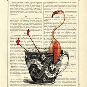 Pinker Flamingo Teetasse Kunstdruck Badezimmer Teeparty Poster Steampunk Druck auf antiker viktorianischer Buchseite Bild 2