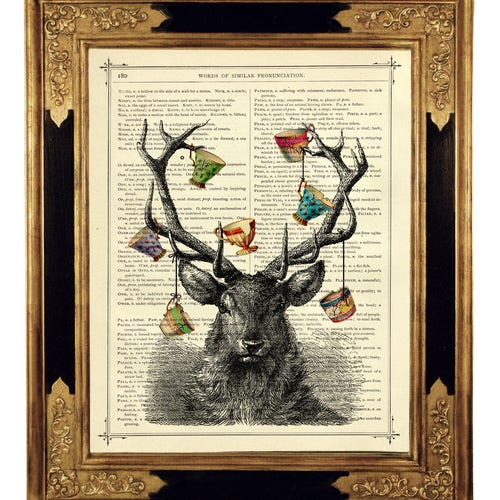 Deer Stag Art Print Antlers Cracked Teacups Hannibal Vintage - Etsy Deer Stag Art Print Antlers Cracked Teacups Hannibal Vintage - Etsy