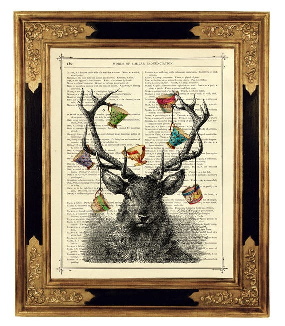 Deer Stag Art Print Antlers Cracked Teacups Hannibal Vintage - Etsy Deer Stag Art Print Antlers Cracked Teacups Hannibal Vintage - Etsy