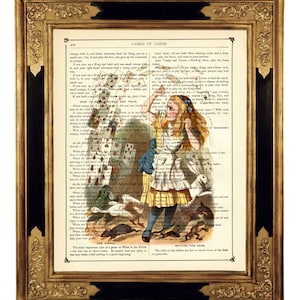 Alicia en el País de las Maravillas Diccionario Venganza del Juego de Cartas Cottagecore - Vintage Libro Victoriano Página Arte Impresión Steampunk