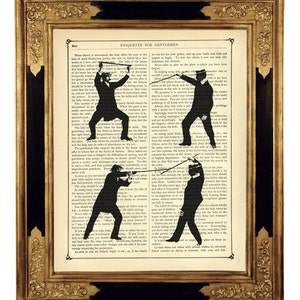 Bartisu Kämpfer Kunstdruck Gentleman Herren Poster Geschenk - Steampunk Druck auf antiker viktorianischer Buchseite