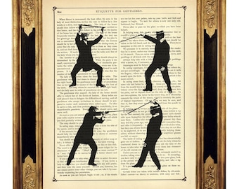 Steampunk Bartitsu Poster Gentlemen Fighter Baritsu Sherlock Holmes Dark Academia - Page de livre victorienne vintage Impression artistique