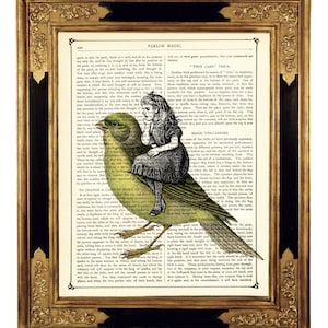 Girl Bird Dictionary Nursery Poster Spring Fantasy Cottagecore - Vintage Victorian Book Page Art Print Steampunk Friendship