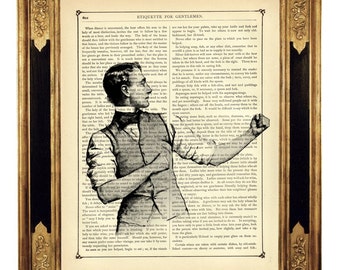 Sherlock Holmes Art Bartitsu Baritsu Gentleman Boxer Dark Academia - Página de livro vitoriano vintage Impressão artística Steampunk