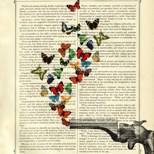 Butterflies Picture Revolver Gun Rifle Peace Love Dictionary Vintage Victorian Book Page Art Print Steampunk Poster Butterfly image 2
