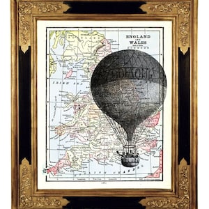 Photo de dirigeable en montgolfière LIMITÉE - carte victorienne vintage steampunk Impression artistique