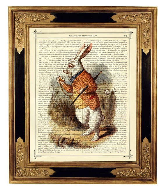 Alice in Wonderland the White Rabbit Clock Color Easter Bunny