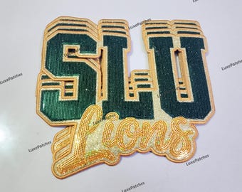 Custom Sequin Mascot Patch, Embroidered Team Logo Applique, Iron On Sew On