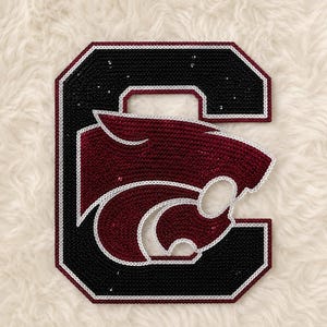 Custom Sequin Patches | School Team Mascot Logo | Personalized Varsity Cheer Sports Glitter Badge | Iron On Sew On Jacket Hoodie Bag Patch