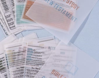 The Entire Bible Simple Guide Pages: Transparent Vellum Paper Bible Tip Ins, 5x7 Color Printed Bible Study Guide