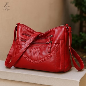 PU Leather Crossbody Bag: Ladies Shoulder Purse with Zippers