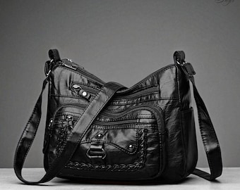 Borsa a tracolla in pelle PU da donna / Borsa a tracolla per ragazze / Borsa a tracolla in morbida pelle PU / Borsa alla moda da donna / Borsa con cerniera alla moda / Idea regalo